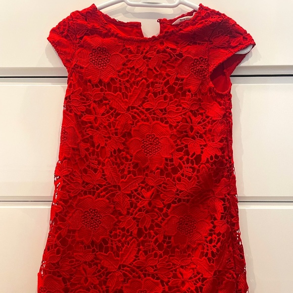 H&M, 9-10 year, red lace flower printed dress - Picture 1 of 3